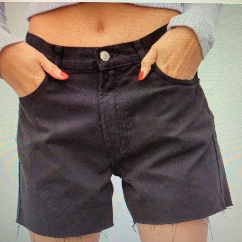 Brandy Melville Black Button-Up Denim Shorts